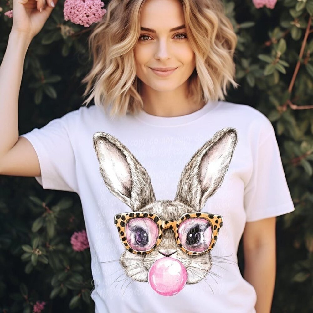 Leopard Glasses Bunny Design T-shirt